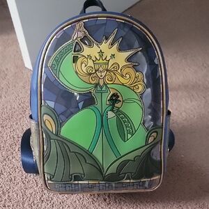 Green and Blue Backpack with Artistic Design